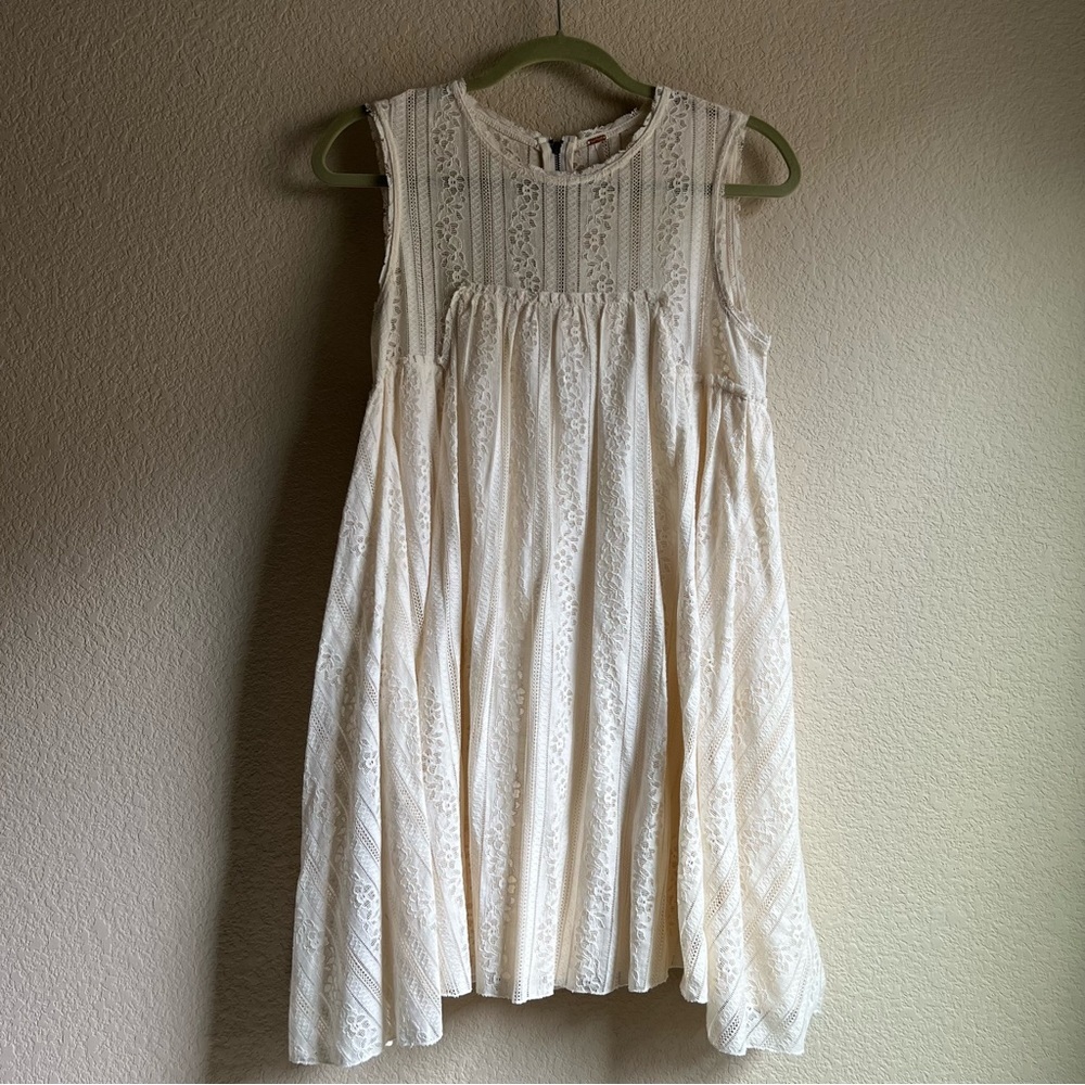Free People Tu Es La Cream White Lace Sleeveless Mini Dress, size S - Picture 3 of 16